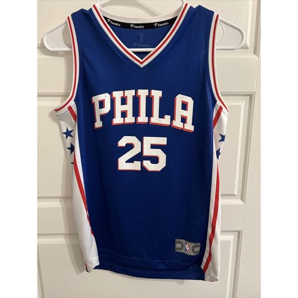 FANATICS PHILADELPHIA 76ERS JERSEY YOUTH Medium Simmons # 25 NBA BASKETBALL Blue - Picture 1 of 3